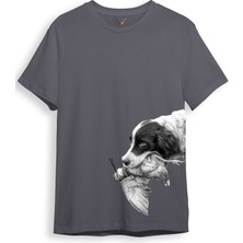 Hunter Avcılık Baskılı Av Köpeği Yan Detay Bakılı  Regular Fit T-Shirt