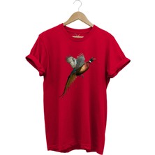 Avcılık Tavuskuşu Baskılı Minimal Regular Fit %100 Pamuk T-Shirt