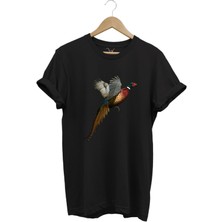 Avcılık Tavuskuşu Baskılı Minimal Regular Fit %100 Pamuk T-Shirt