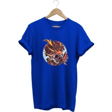 Streetwear Savaşçı Japon Kaplan Baskılı Şık Tasarımlı %100 Pamuk Bisiklet Yaka T-Shirt