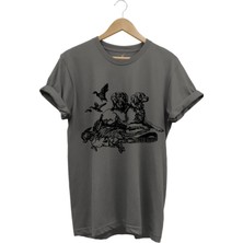 Avcılık Hunter Av Köpekleri Tavşan ve Keklik Kuşu Baskılı Regular Fit %100 Pamuk T-Shirt