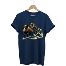 Avcılık Hunter Domuz Avı ve Av Köpekleri Baskılı Regular Fit %100 Pamuk T-Shirt