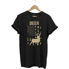 Avcılık Hunter Geyik Avcılığı Deer Hunt Baskılı Kamuflaj Desenli Regular Fit T-Shirt