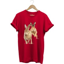 Avcılık Hunter Tavşan Avı Baskılı %100 Pamuk Regular Fit T-Shirt