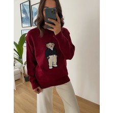 Myrum Butik Bordo Ayıcıklı Kazak Standart