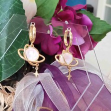 Noshnosh 316L Çelik Gold Kararmaz Gezegen Küpe