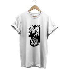 Avcılık Hunter Outdoor Geyik Balık Çulluk Baskılı %100 Pamuk Regular Fit T-Shirt