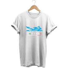 Blue Racing Motor - Mavi Yarış Motorsikleti Baskılı Tshirt