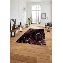 Napoli Home Baskılı Mermer Zemin Sade Modern Kaymaz Yıkanabilir Yolluk Mutfak Salon Halısı, Mermer-55-Bordo,