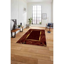 Napoli Home Baskılı Mermer Çerçeve Model Kaymaz Yıkanabilir Yolluk Mutfak Salon Halısı, Mermer-31-Bordo,