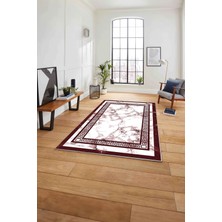 Napoli Home Baskılı Mermer Vektörel Desen Kaymaz Yıkanabilir Yolluk Mutfak Salon Halısı, Mermer-45-Bordo,