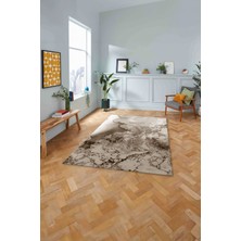 Napoli Home Dijital Baskılı Mermer Motifli Kaymaz Yıkanabilir Yolluk Mutfak Salon Halısı, Mermer-75-Kahve,
