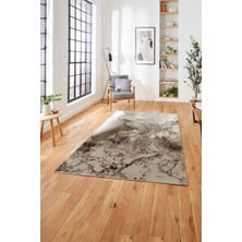 Napoli Home Dijital Baskılı Mermer Motifli Kaymaz Yıkanabilir Yolluk Mutfak Salon Halısı, Mermer-75-Kahve,