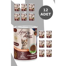 HOW MEOW 12 ADET JÖLELİ PARÇA ETLİ YAVRU KEDİ YAŞ MAMASI SOMONLU 400 GRAM