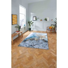 Napoli Home Dijital Baskılı Mermer Motifli Kaymaz Yıkanabilir Yolluk Mutfak Salon Halısı, Mermer-75-Turkuaz,