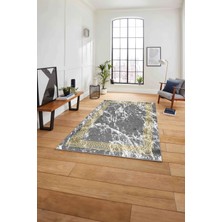 Napoli Home Baskılı Mermer Klasik Modern Kaymaz Yıkanabilir Yolluk Mutfak Salon Halısı, Mermer-80-Gold,