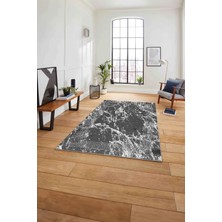 Napoli Home Baskılı Mermer Klasik Modern Kaymaz Yıkanabilir Yolluk Mutfak Salon Halısı, Mermer-80-Gri,