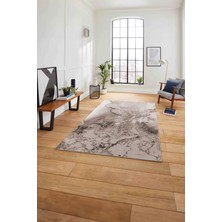 Napoli Home Dijital Baskılı Mermer Motifli Kaymaz Yıkanabilir Yolluk Mutfak Salon Halısı, Mermer-75-Vizon,