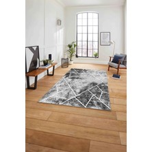 Napoli Home Baskılı Mermer Geometrik Desenli Kaymaz Yıkanabilir Yolluk Mutfak Salon Halısı, Mermer-56-Gri,