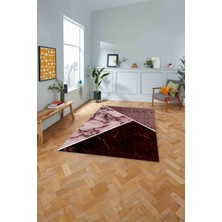 Napoli Home Baskılı Mermer Zeminli Kaymaz Yıkanabilir Yolluk Mutfak Salon Halısı, Mermer-57-Bordo,