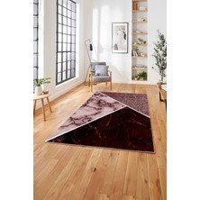 Napoli Home Baskılı Mermer Zeminli Kaymaz Yıkanabilir Yolluk Mutfak Salon Halısı, Mermer-57-Bordo,