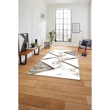 Napoli Home Baskılı Mermer Çapraz Çizgi Detaylı Kaymaz Yıkanabilir Yolluk Mutfak Salon Halısı, Mermer-32-Kahve,