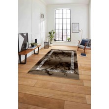 Napoli Home Baskılı Mermer Çerçeveli Model Kaymaz Yıkanabilir Yolluk Mutfak Salon Halısı, Mermer-48-Kahve,