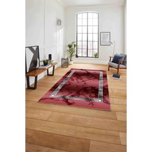 Napoli Home Baskılı Mermer Çerçeveli Model Kaymaz Yıkanabilir Yolluk Mutfak Salon Halısı, Mermer-48-Bordo,