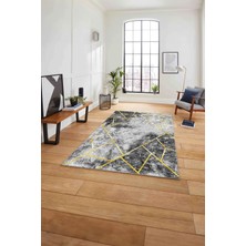 Napoli Home Baskılı Mermer Geometrik Desenli Kaymaz Yıkanabilir Yolluk Mutfak Salon Halısı, Mermer-56-Gold,