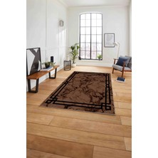 Napoli Home Baskılı Mermer Model Dekoratif Kaymaz Yıkanabilir Yolluk Mutfak Salon Halısı, Mermer-66-Kahve,