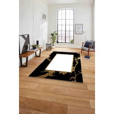 Napoli Home Dijital Baskılı Mermer Model Kaymaz Yıkanabilir Yolluk Mutfak Salon Halısı, Mermer-58-Siyah,