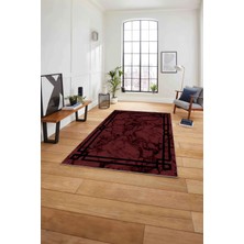 Napoli Home Baskılı Mermer Model Dekoratif Kaymaz Yıkanabilir Yolluk Mutfak Salon Halısı, Mermer-66-Bordo,