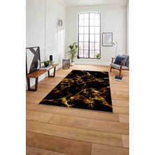 Napoli Home Dijital Baskılı Mermer Sade Model Kaymaz Yıkanabilir Yolluk Mutfak Salon Halısı, Mermer-52-Turuncu,