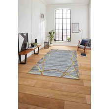 Napoli Home Dijital Baskılı Mermer Sade Modern Kaymaz Yıkanabilir Yolluk Mutfak Salon Halısı, Mermer-39-Gold,
