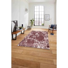 Napoli Home Baskılı Mermer Klasik Modern Kaymaz Yıkanabilir Yolluk Mutfak Salon Halısı, Mermer-80-Pembe,