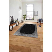 Napoli Home Baskılı Mermer Otantik Model Kaymaz Yıkanabilir Yolluk Mutfak Salon Halısı, Mermer-72-Siyah,