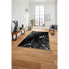 Napoli Home Baskılı Mermer Zemin Sade Modern Kaymaz Yıkanabilir Yolluk Mutfak Salon Halısı, Mermer-55-Gri,