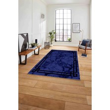 Napoli Home Baskılı Mermer Model Dekoratif Kaymaz Yıkanabilir Yolluk Mutfak Salon Halısı, Mermer-66-Lacivert,