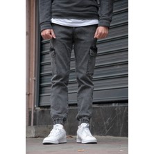Osyday Erkek Jogger Kargo Cepli Kot Pantolon - Lastikli Bel ve Paça, Yıkamalı Denim
