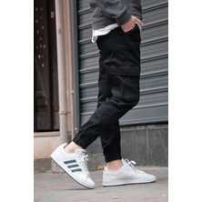 Osyday Erkek Siyah Jogger Kargo Cepli Kot Pantolon - Lastikli Bel ve Paça, Yıkamalı Denim