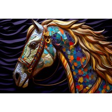 Aden Dekoratif At Renkli Kanvas Tablo