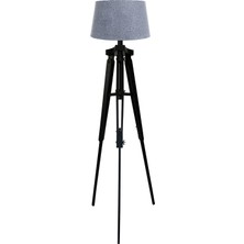 Ağaç Ustası Piega Tripod Lambader Abajur Köşe Lambası Aydınlatma Ahşap Siyah Ağaç Country Masif Doğal