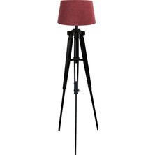 Ağaç Ustası Piega Tripod Lambader Abajur Köşe Lambası Aydınlatma Ahşap Siyah Ağaç Country Masif Doğal