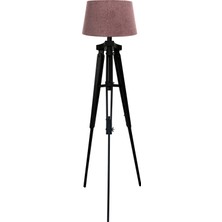 Ağaç Ustası Piega Tripod Lambader Abajur Köşe Lambası Aydınlatma Ahşap Siyah Ağaç Country Masif Doğal