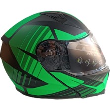Rs2 Kask Çene Açılır Vizörlü Yeşil-Siyah Rs2 Ece 2206 Belgeli L Beden