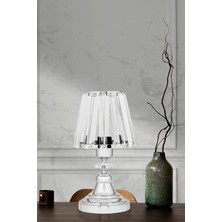 Art&Gift Gerçek Kristal Cam Başlık Krom Metal Gövdeli Yatak Odası Abajur Salon Lambası