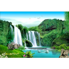 Aden Manzara Şelale ve Ördekler Kanvas Tablo