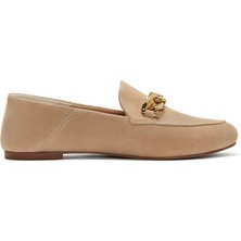 Derimod Kadın Bej Süet Deri Maskülen Loafer 25SFD290110