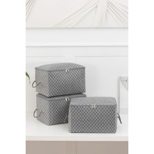 Rek Home 3'lü Balıksırtı Desenli Küçük Boy Baza Altı, Valiz Düzenleyici Hurç / 30X22X18