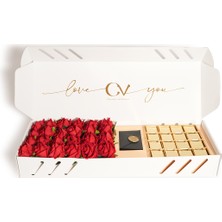 CV Chocolate Value Lüks Çikolatalı Çiçek Kutusu